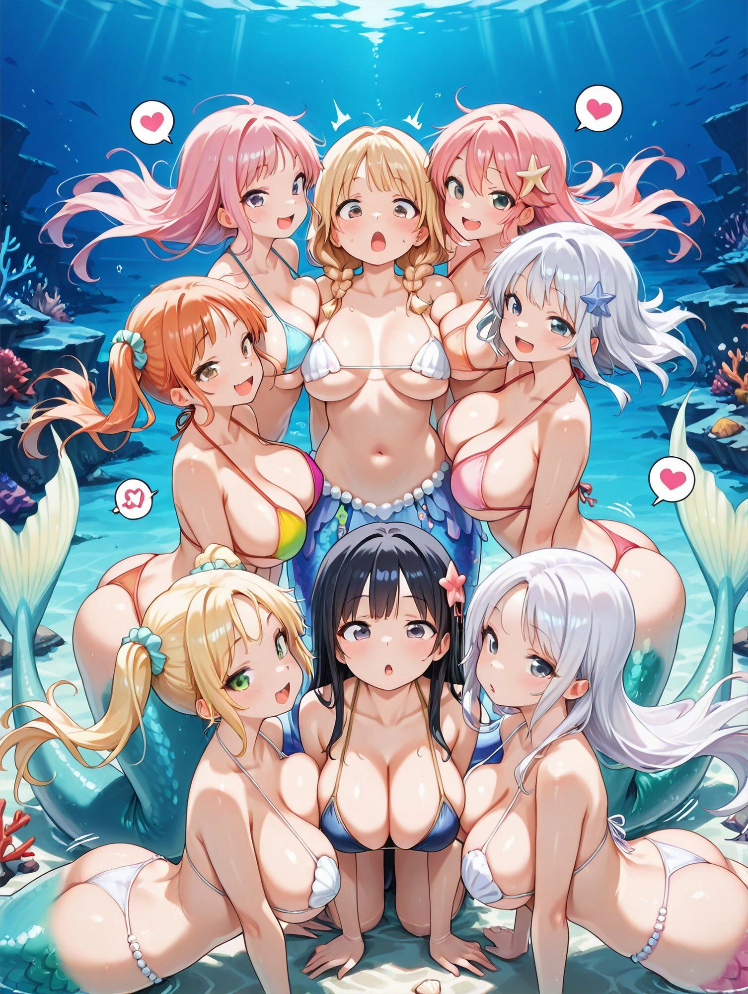 貞操逆転世界のハーレム種付け士〜サンゴ礁の爆乳ビキニ水着人魚特別編〜 サンプル10ページ目