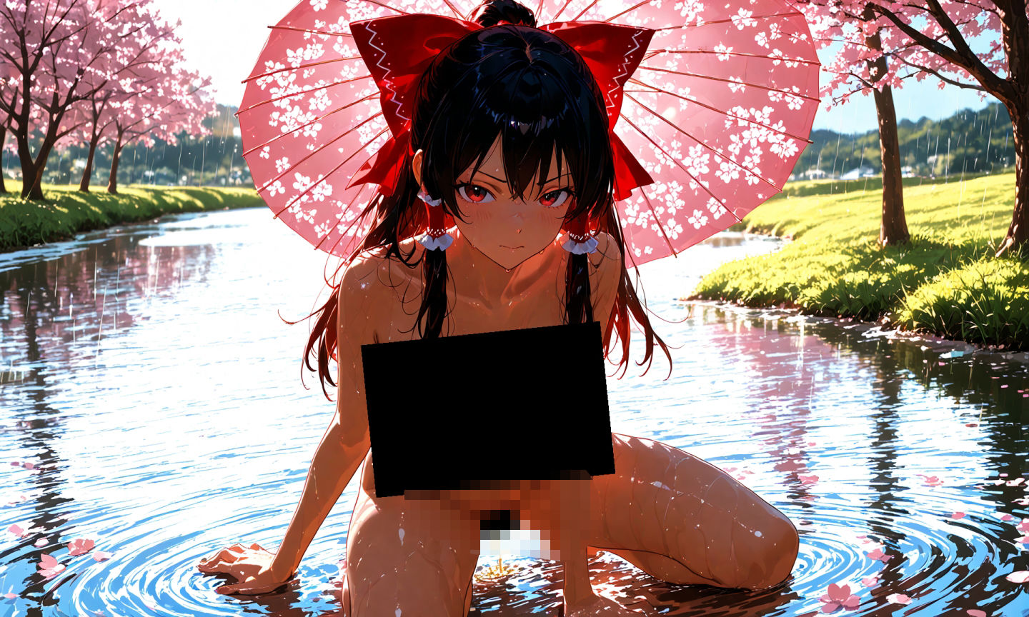 魔理沙は霊夢のえっちな写真を撮りたいようです。vol.41〜春の雨の昼の川編〜 サンプル1ページ目