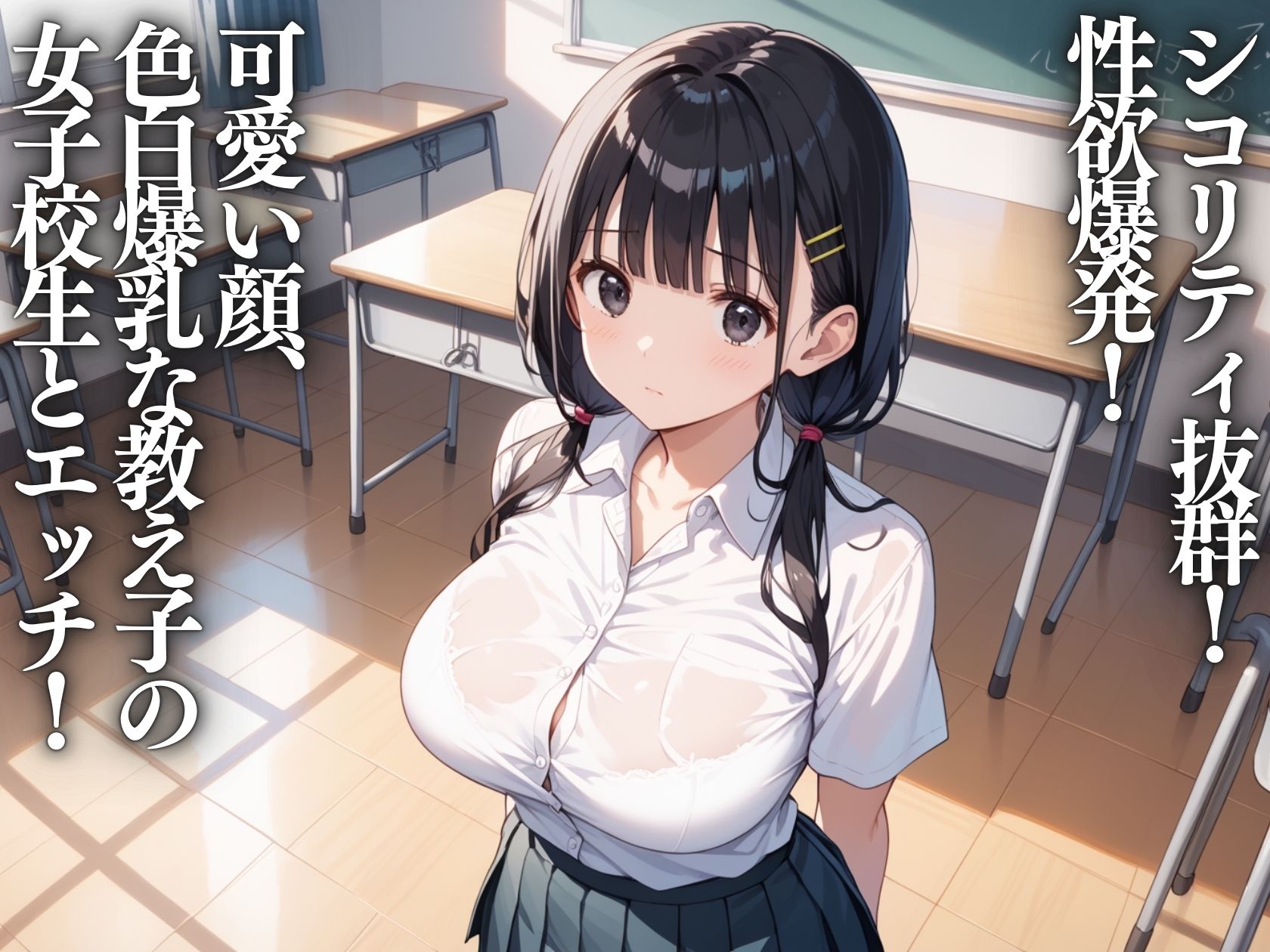 嫌がる教え子の爆乳女子校生にスク水着せて種付けプレスしまくる サンプル1ページ目