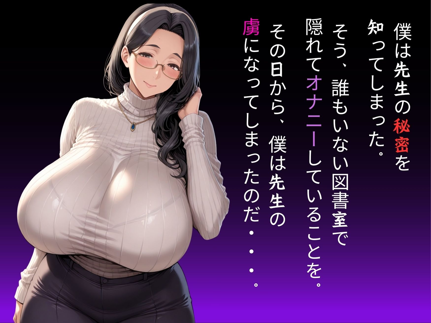 爆乳熟女先生が誰もいない図書室で一人エッチしているのを目撃したその日から・・・ サンプル2ページ目