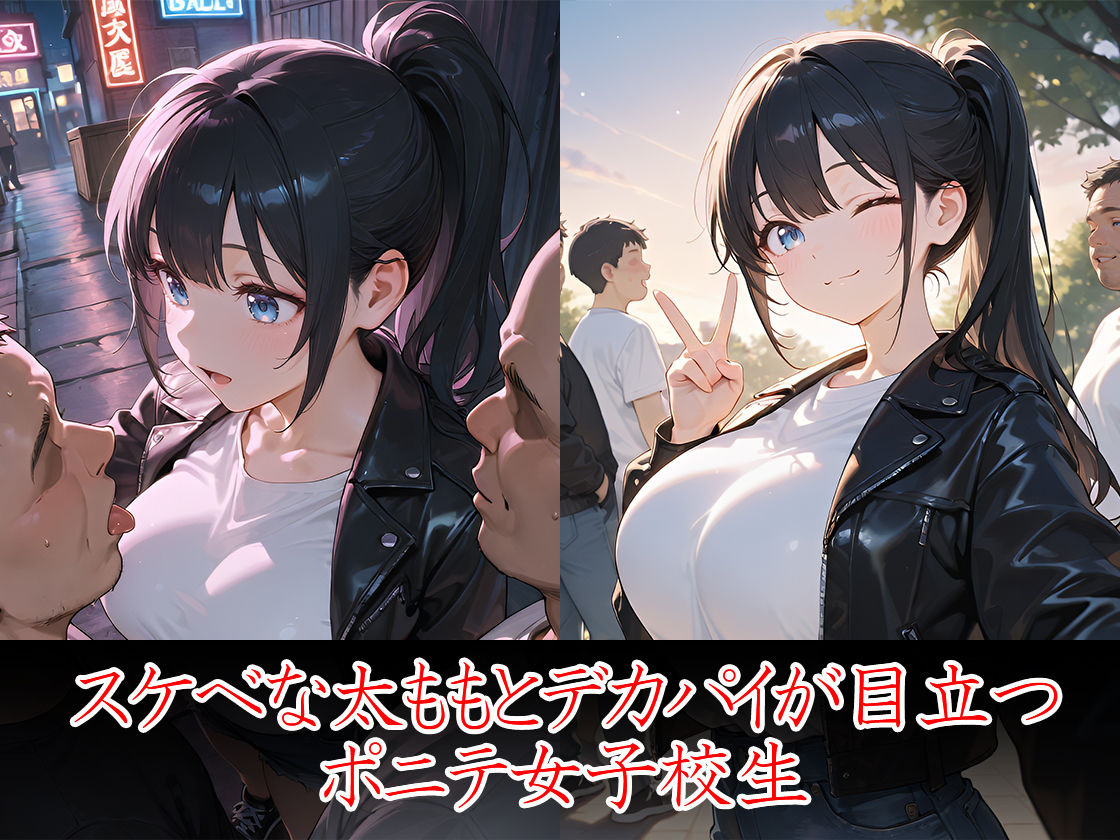 ポニテ女子 野生のおじさんに捕獲される サンプル2ページ目