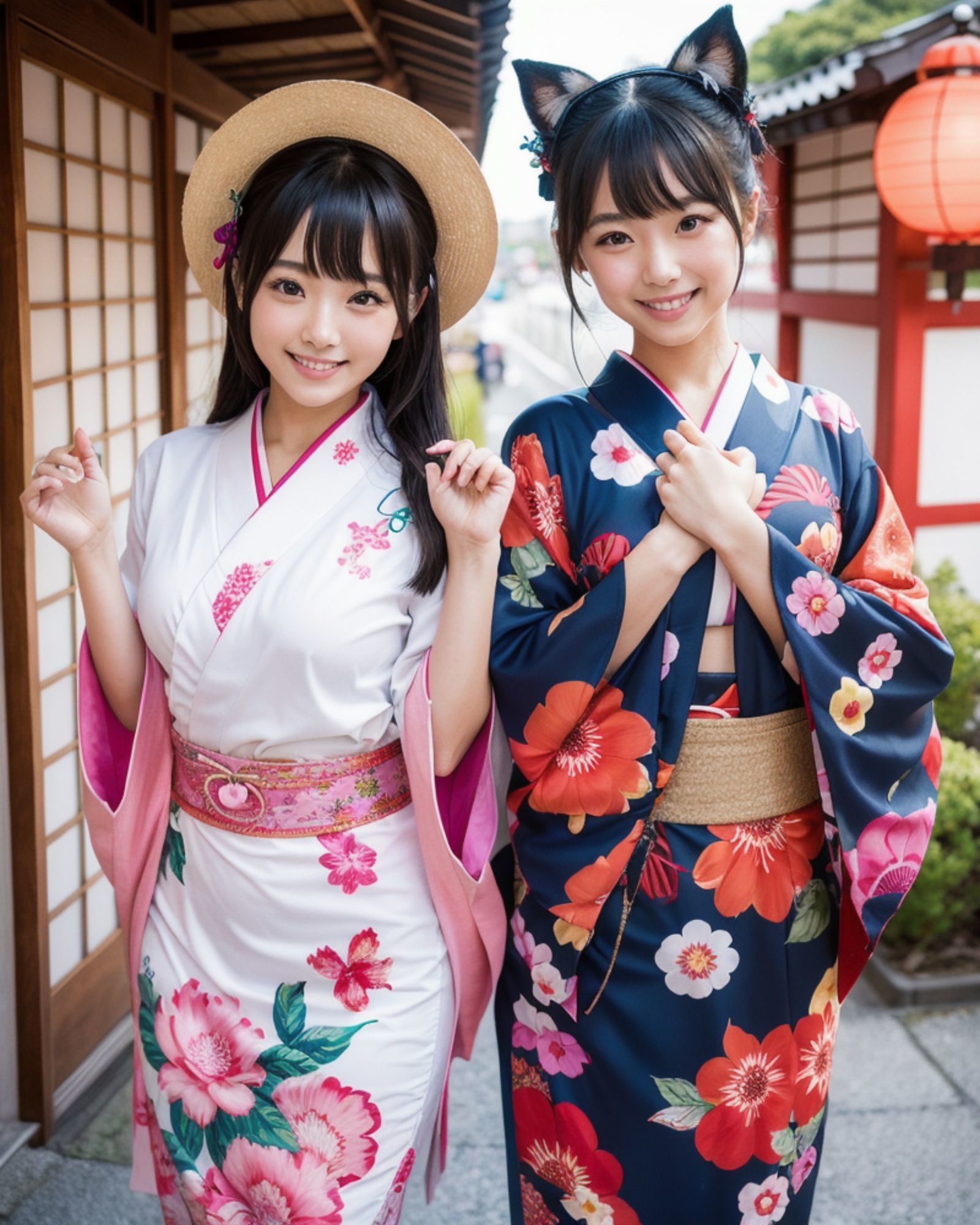 プレミアム美少女 2人組  着物コスプレ  モザイク無し サンプル2ページ目