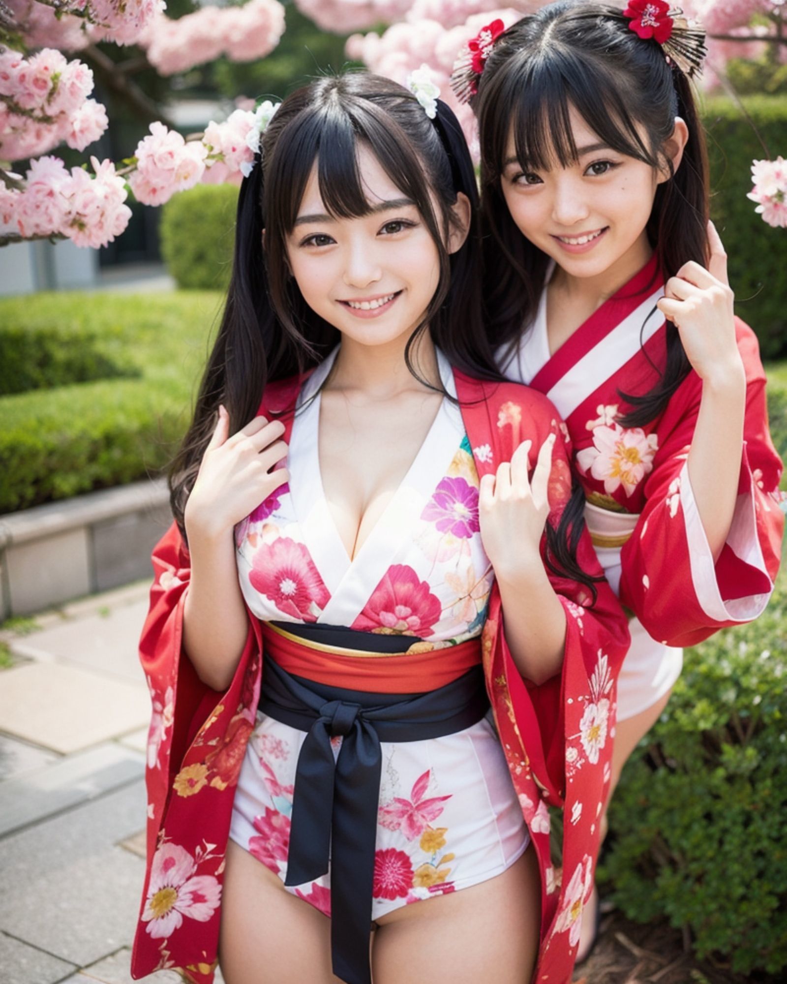 プレミアム美少女 2人組  着物コスプレ  モザイク無し サンプル3ページ目