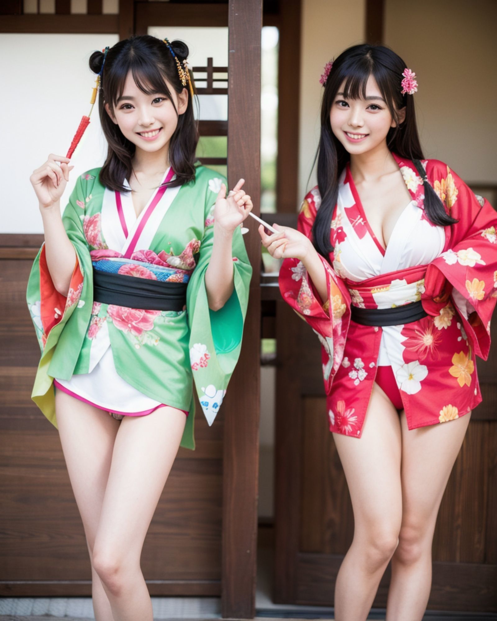 プレミアム美少女 2人組  着物コスプレ  モザイク無し サンプル4ページ目