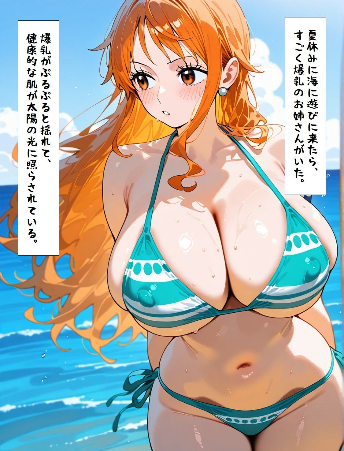 ナミさんと海で甘々えっち サンプル1ページ目