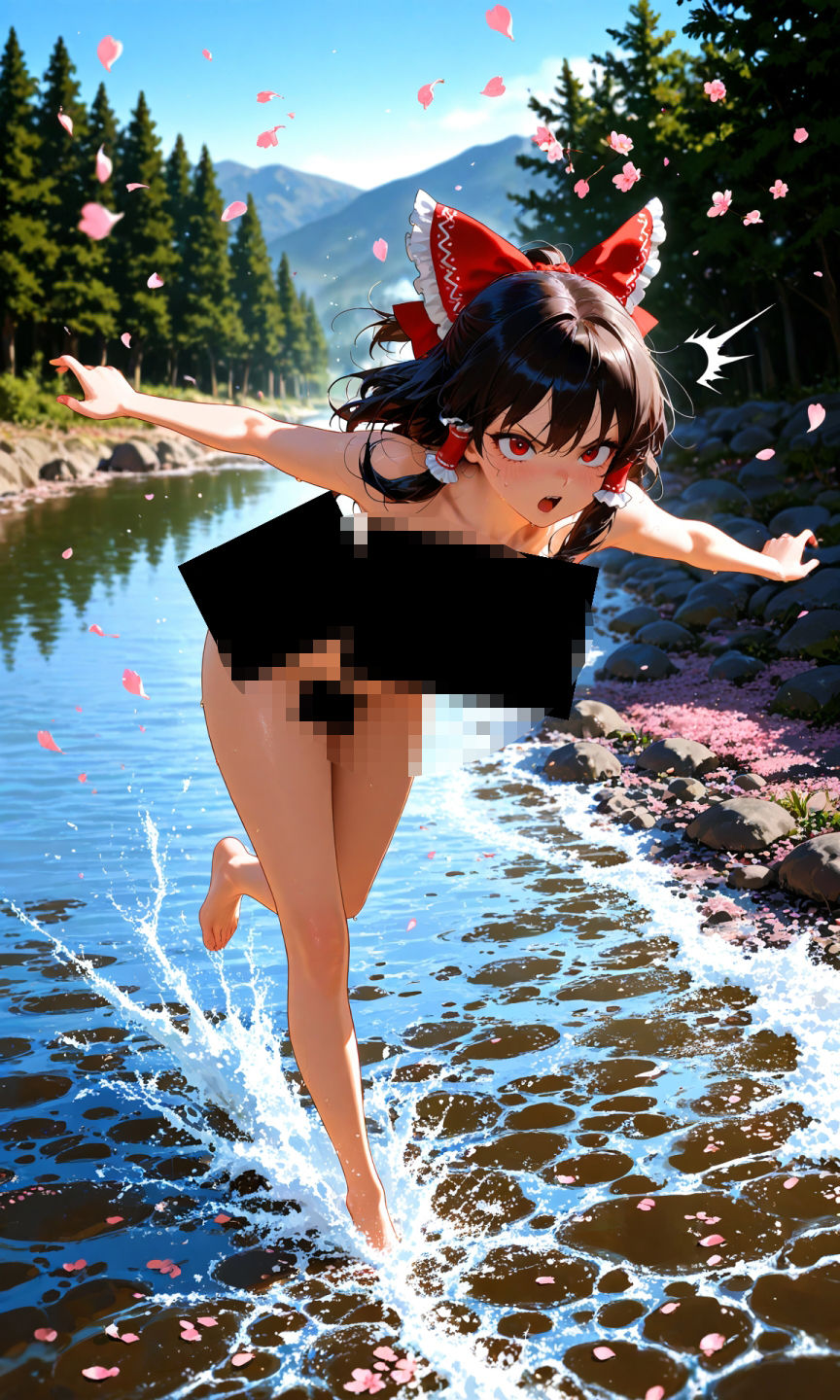 魔理沙は霊夢のえっちな写真を撮りたいようです。vol.53〜春の砂嵐の昼の川編〜 サンプル1ページ目