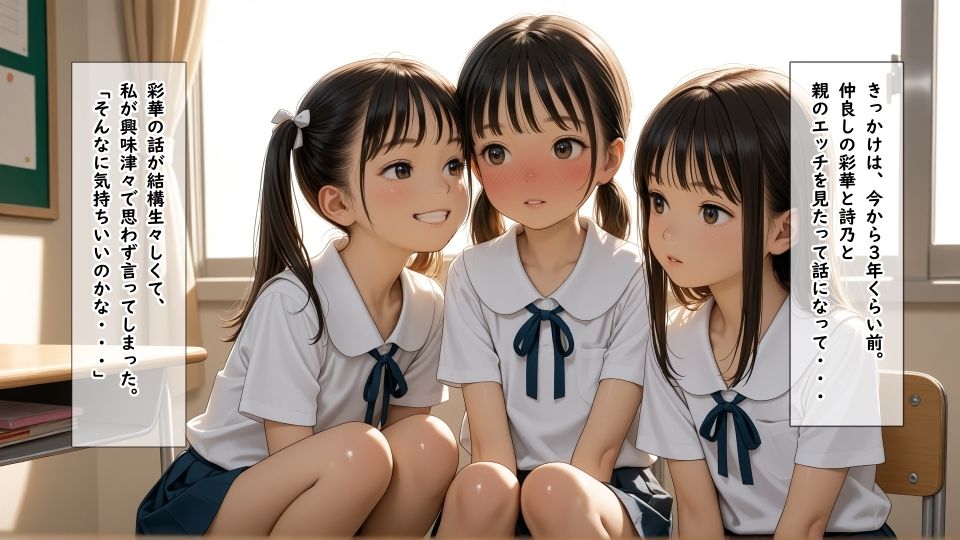 放課後に遊びに来た百合の友達に全身の性感帯を優しく愛撫されて何回イってもやめてもらえない女の子 サンプル1ページ目