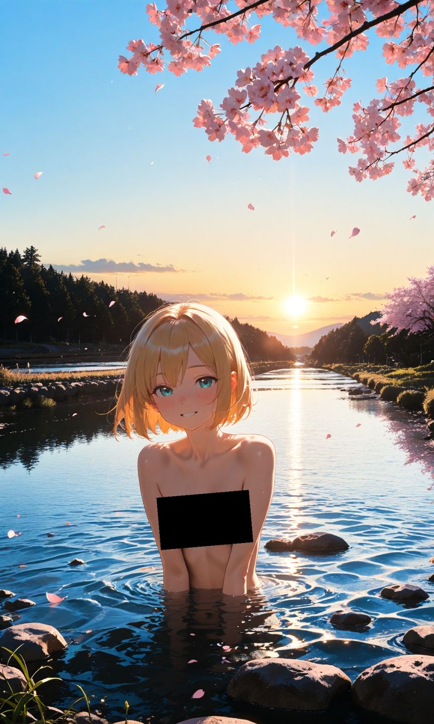 金髪貧乳美少女のえっちな写真集vol.23〜春の晴れた朝の川編〜 サンプル5ページ目