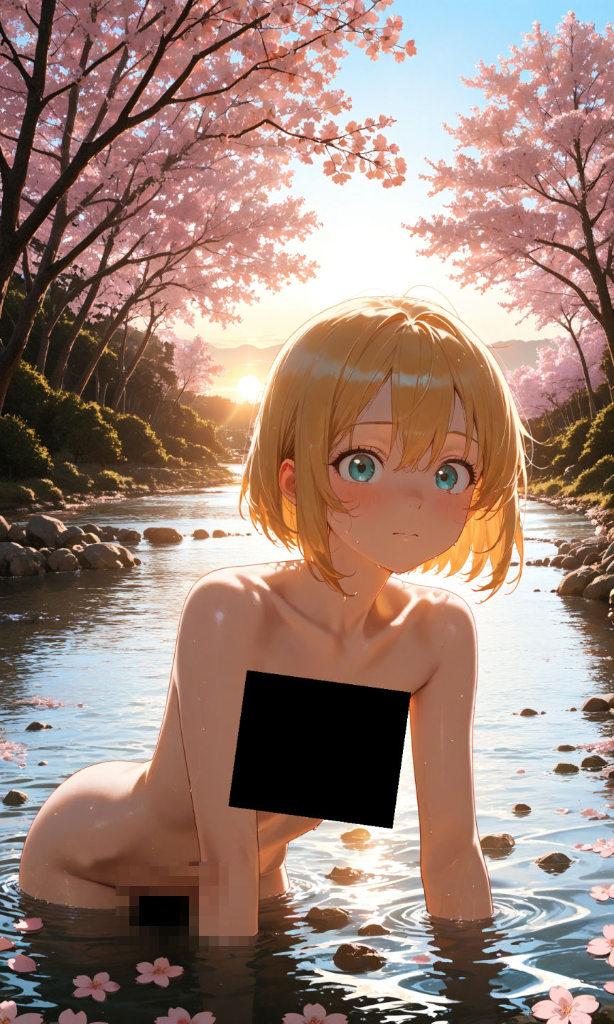 金髪貧乳美少女のえっちな写真集vol.23〜春の晴れた朝の川編〜 サンプル6ページ目