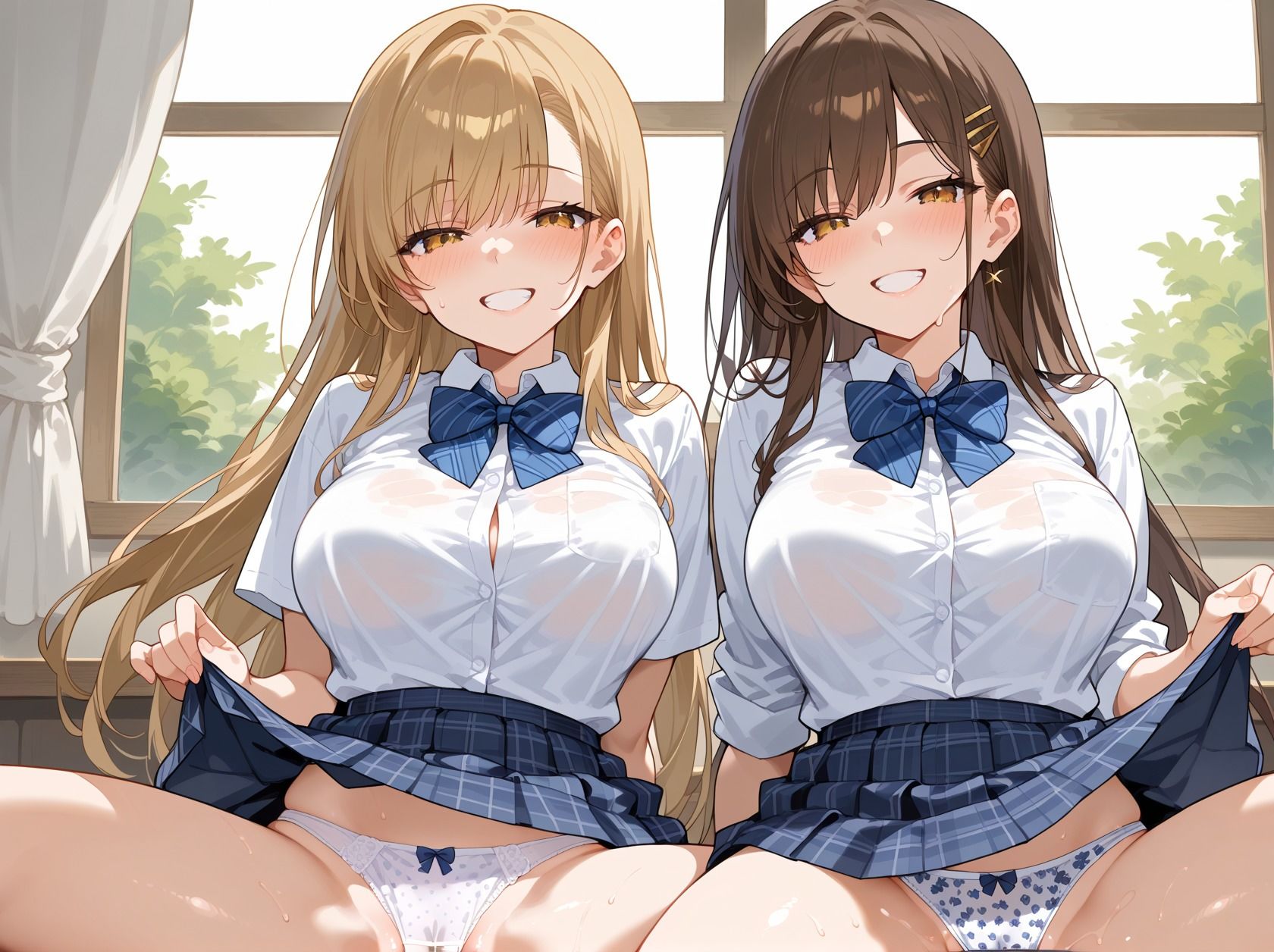 神爆乳女子校生  制服を着たまま複数プレイでフル勃起不可避！？ サンプル1ページ目