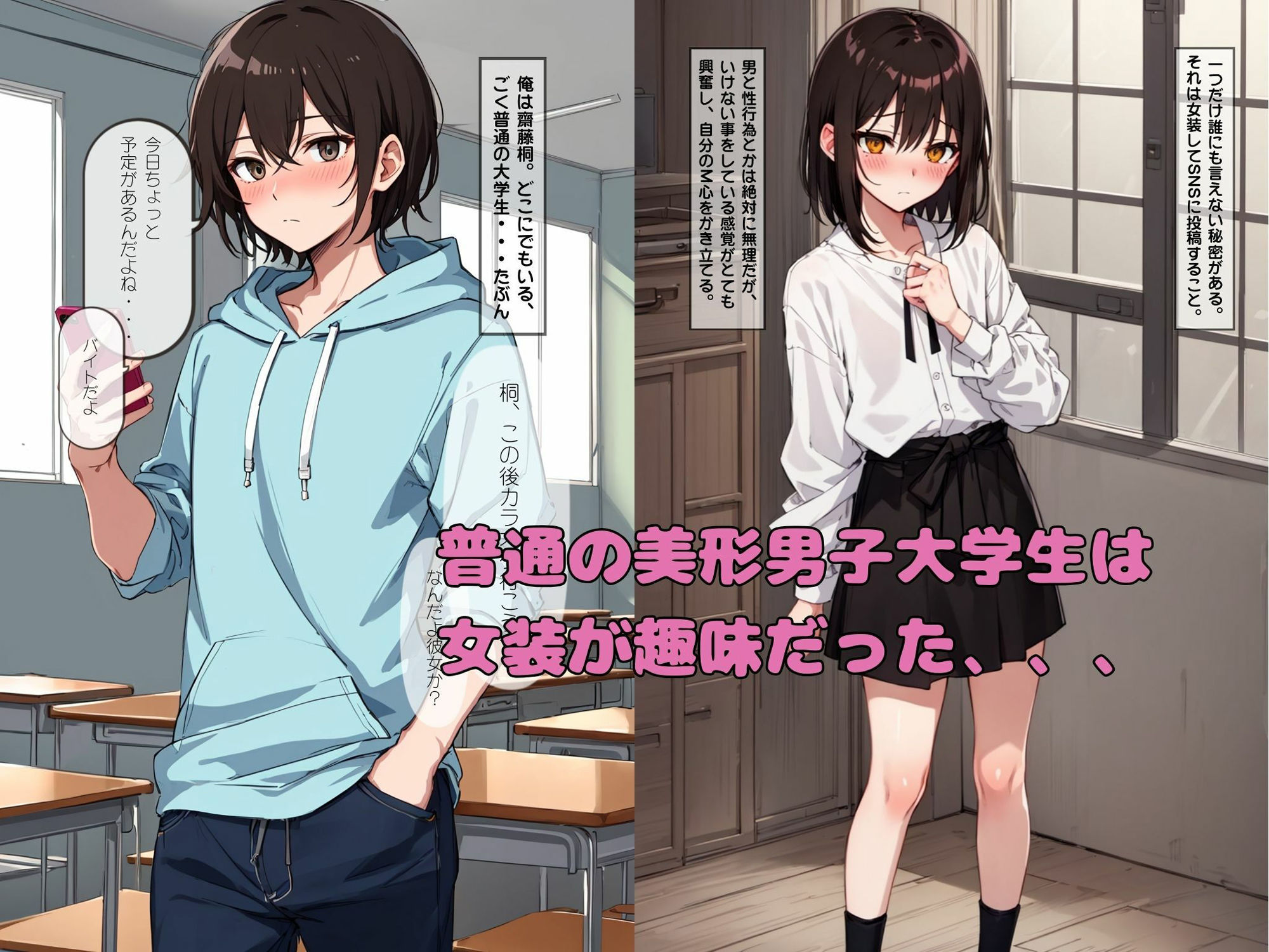 女装してネカマチャットしてたら特定＆調教された話 サンプル1ページ目