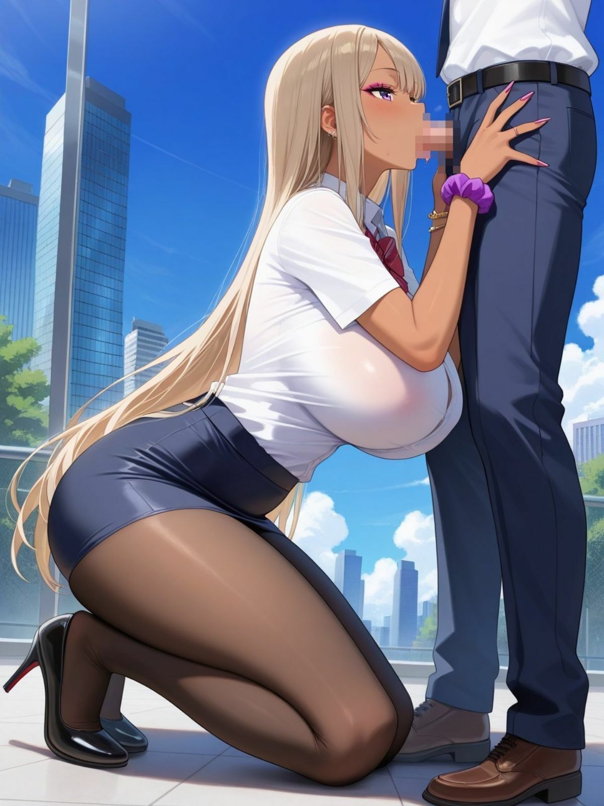 爆乳黒ギャルのOLがオフィスで男たちとやりたい放題！ サンプル8ページ目