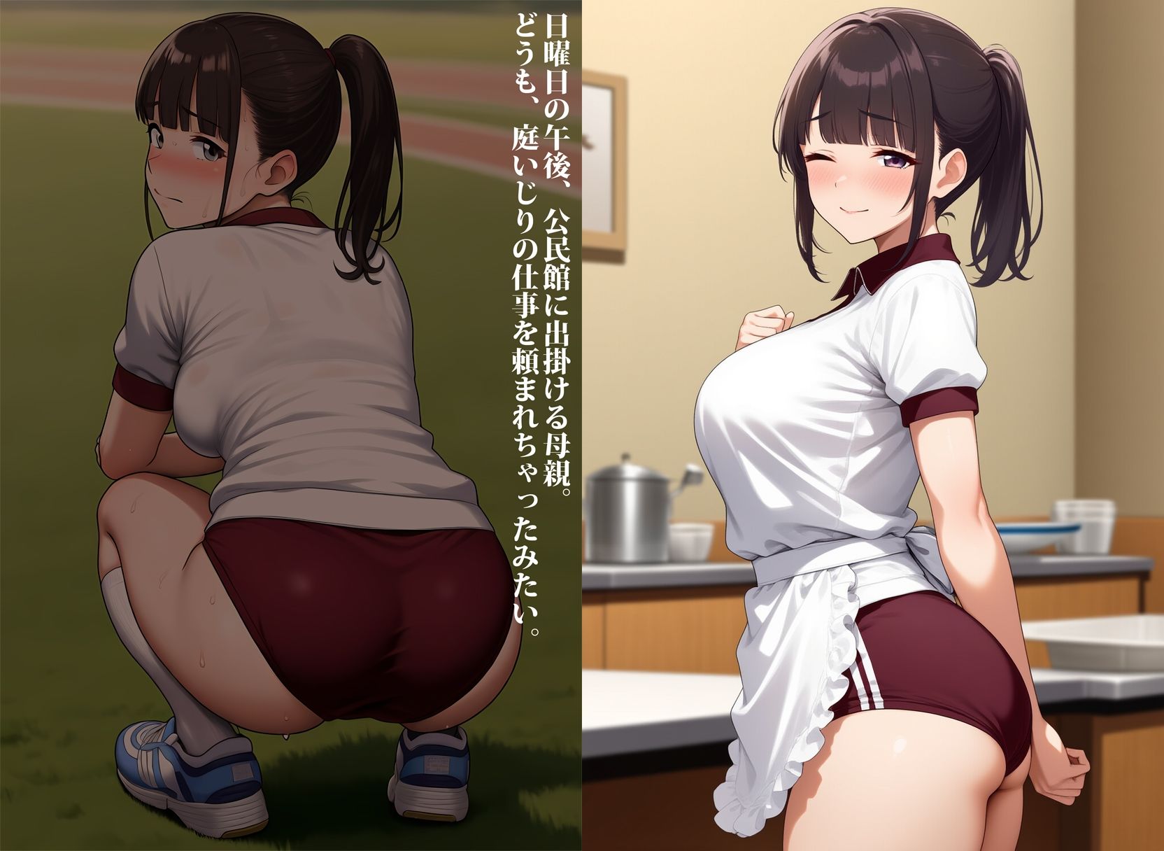 母親のブルマー尻に一目惚れ〜ブルマー姿のママの日常姿と懐かしい思い出〜 サンプル2ページ目