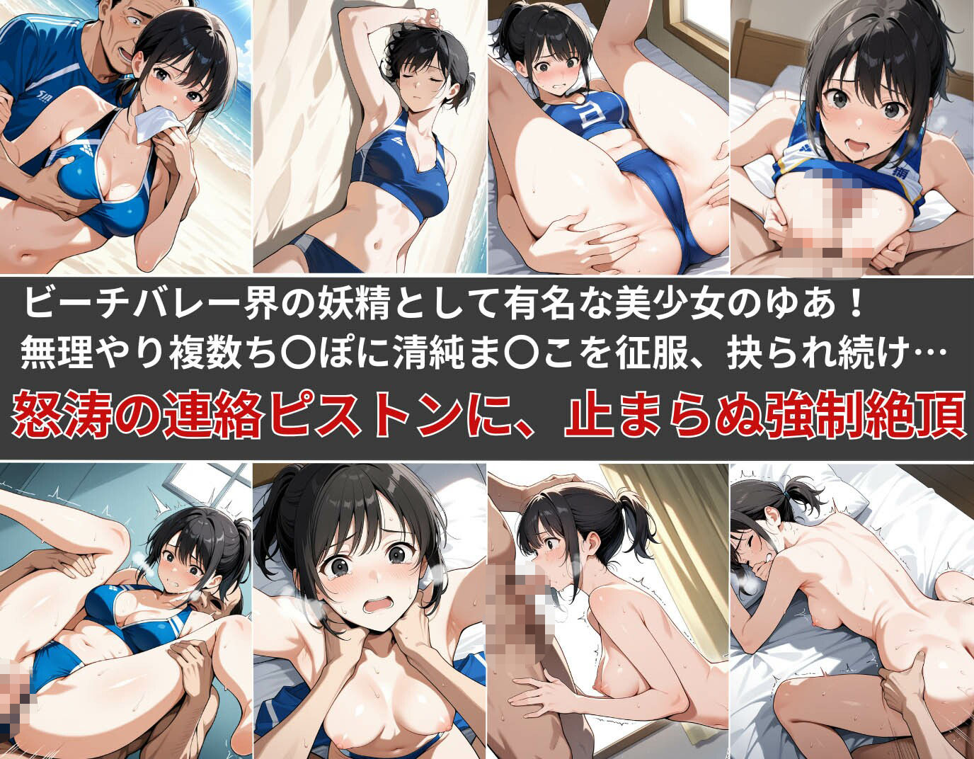 怒涛の連続ピストンに、止まらぬ強●絶頂！現役J〇ビーチバレー部員の若ま〇こ決壊＆崩壊 サンプル1ページ目