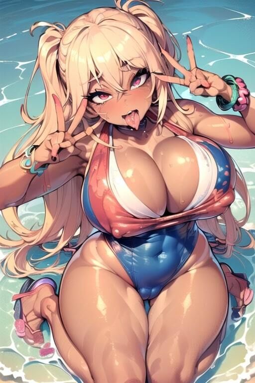 AIぶっかけCG集 海で見つけた爆乳エロ水着ギャルにごっくんさせろ！ サンプル2ページ目
