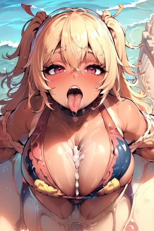 AIぶっかけCG集 海で見つけた爆乳エロ水着ギャルにごっくんさせろ！ サンプル3ページ目