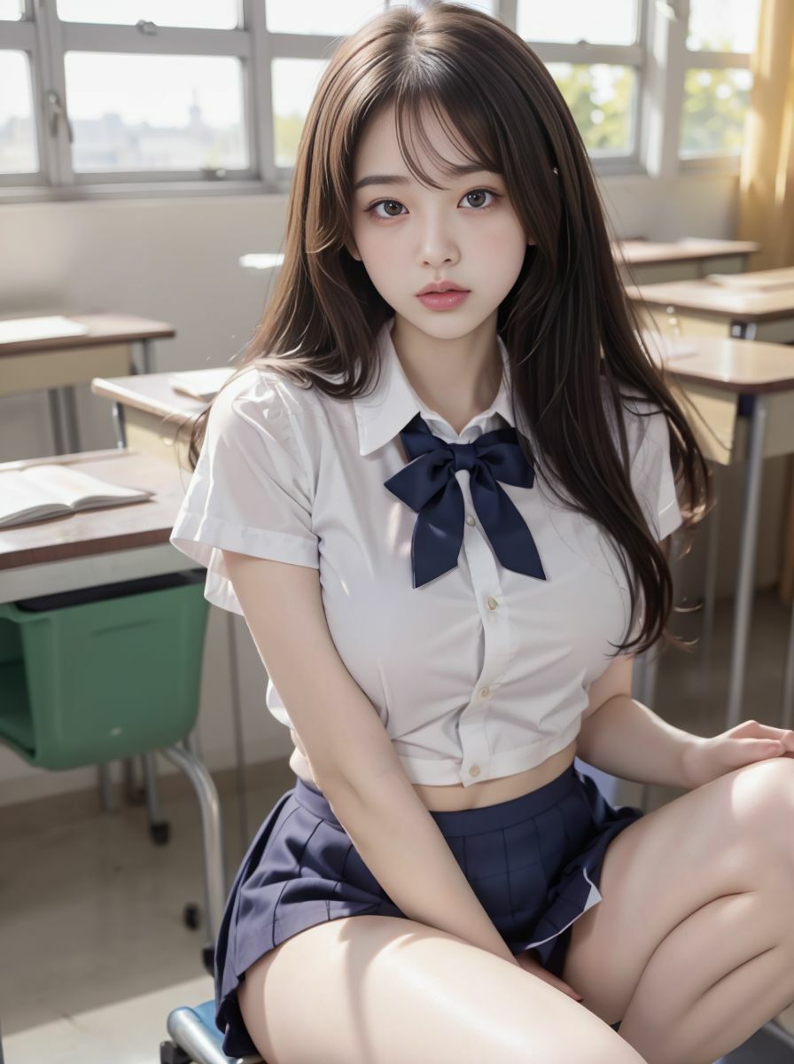 【実写系・AI生成】女子校生の学園ライフ、全部見せます！百海ちゃん編 サンプル1ページ目