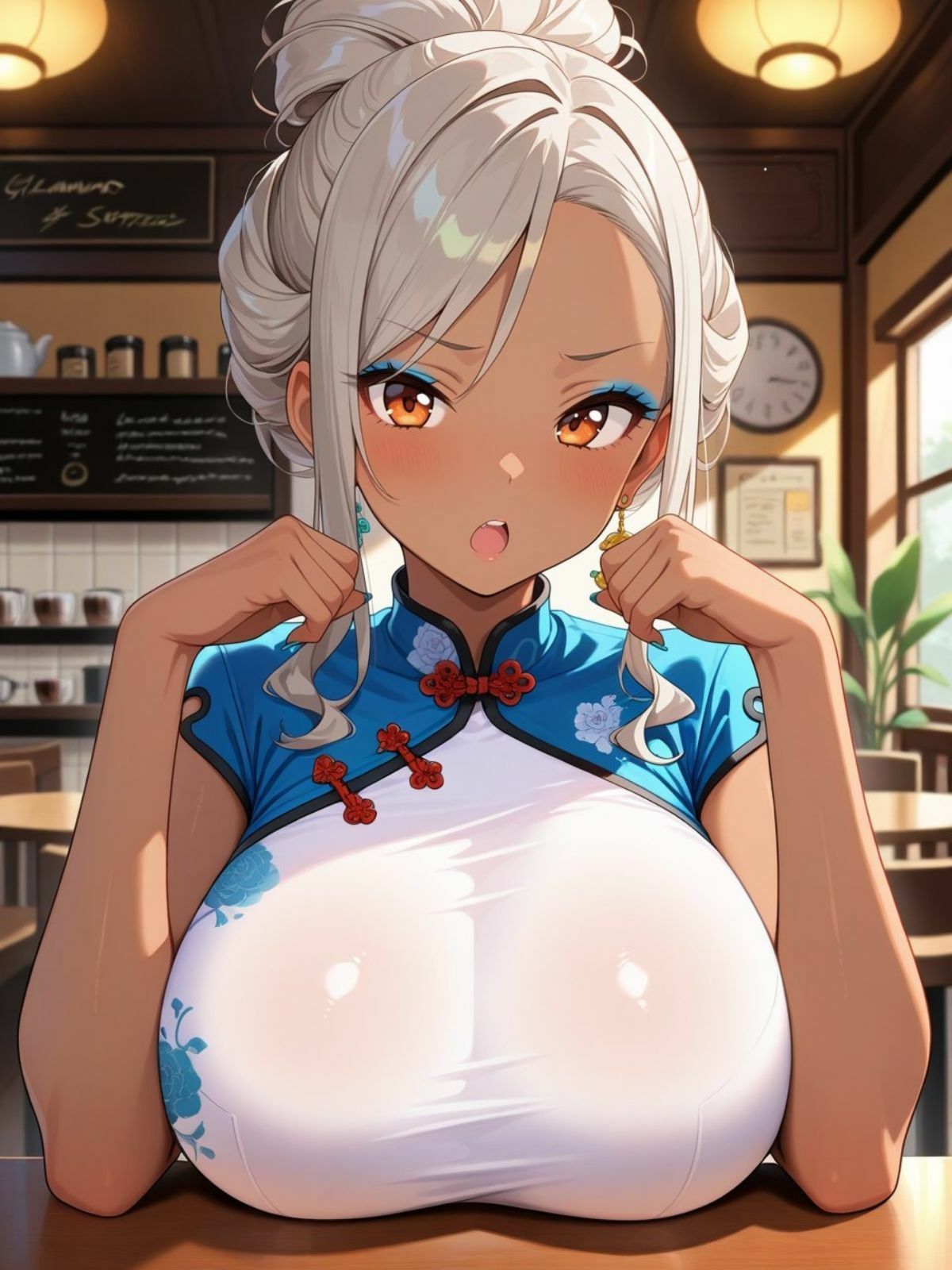 爆乳黒ギャルがチャイナドレスでお客とやりたい放題！ サンプル8ページ目