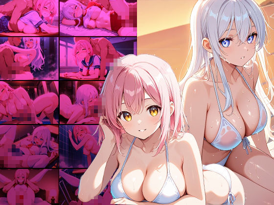 清楚白髪と妖艶ピンク髪グラビアアイドルが撮影で孕ませ交尾【高画質】 サンプル1ページ目