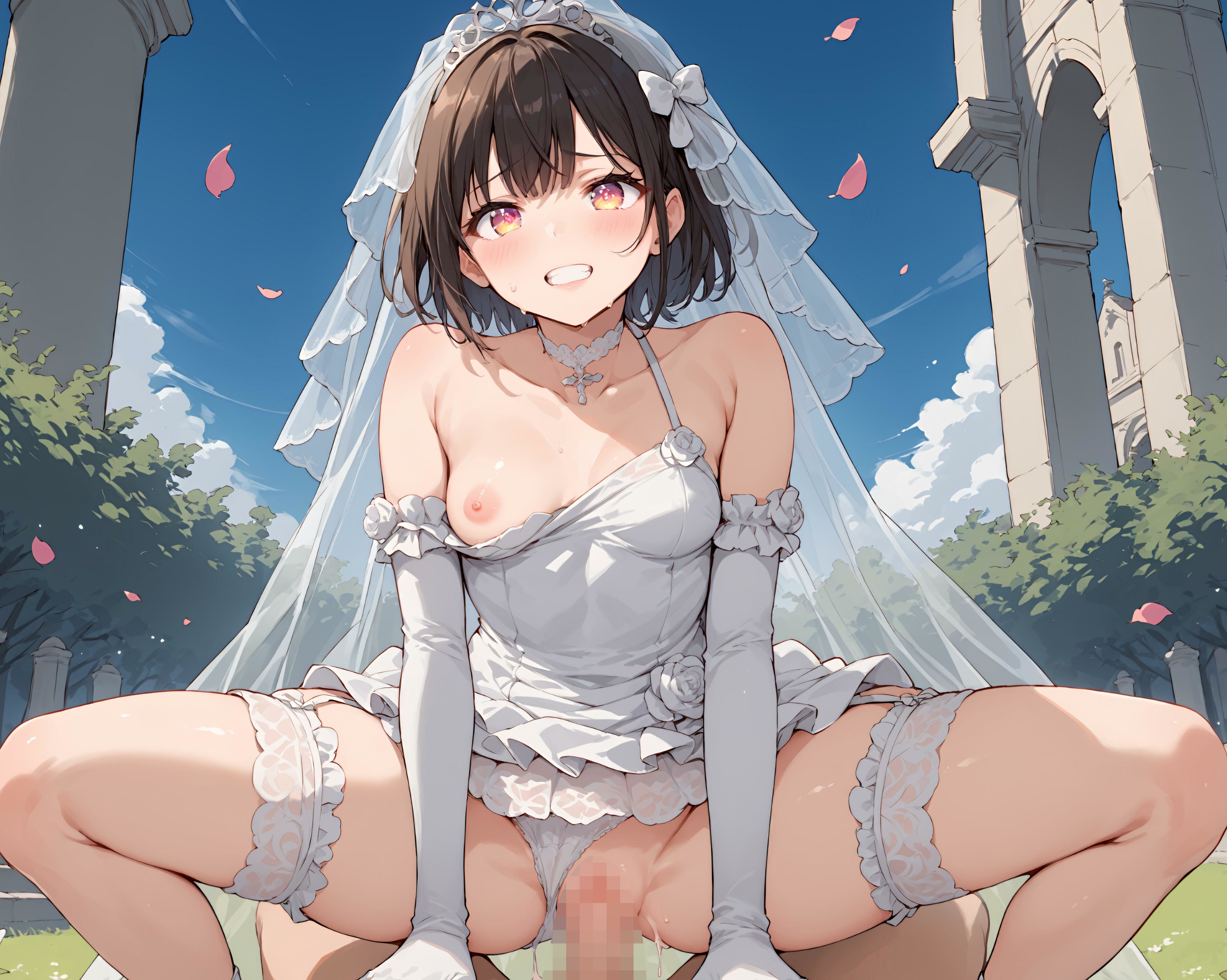 性育学園No.25〜ウェディングドレス編〜ウェディングドレス姿で花嫁たちと教会でやりまくり！ サンプル9ページ目