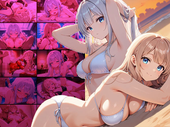 【450枚】爆乳銀髪＆茶髪モデルが撮影で発情！カメラマンと中出し撮影会 サンプル1ページ目