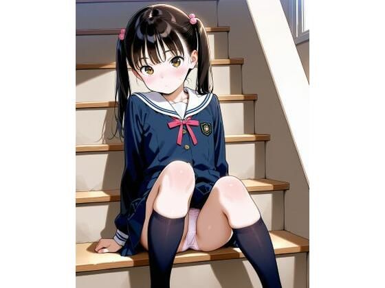 見せつけガールズ☆階段すわり編ツインテールVer
