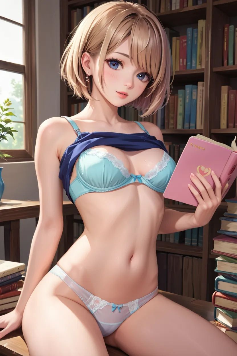 ショートカットの美少女と静かな図書館で… サンプル1ページ目