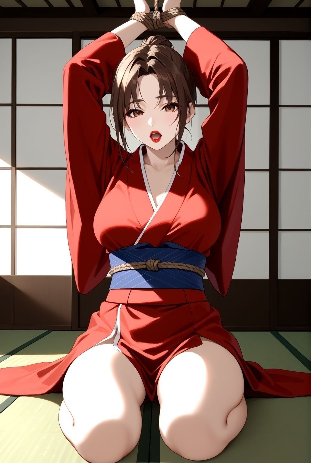 天井つるし 緊縛 巨乳美人 〜濡れた縄に囚われて〜 サンプル1ページ目