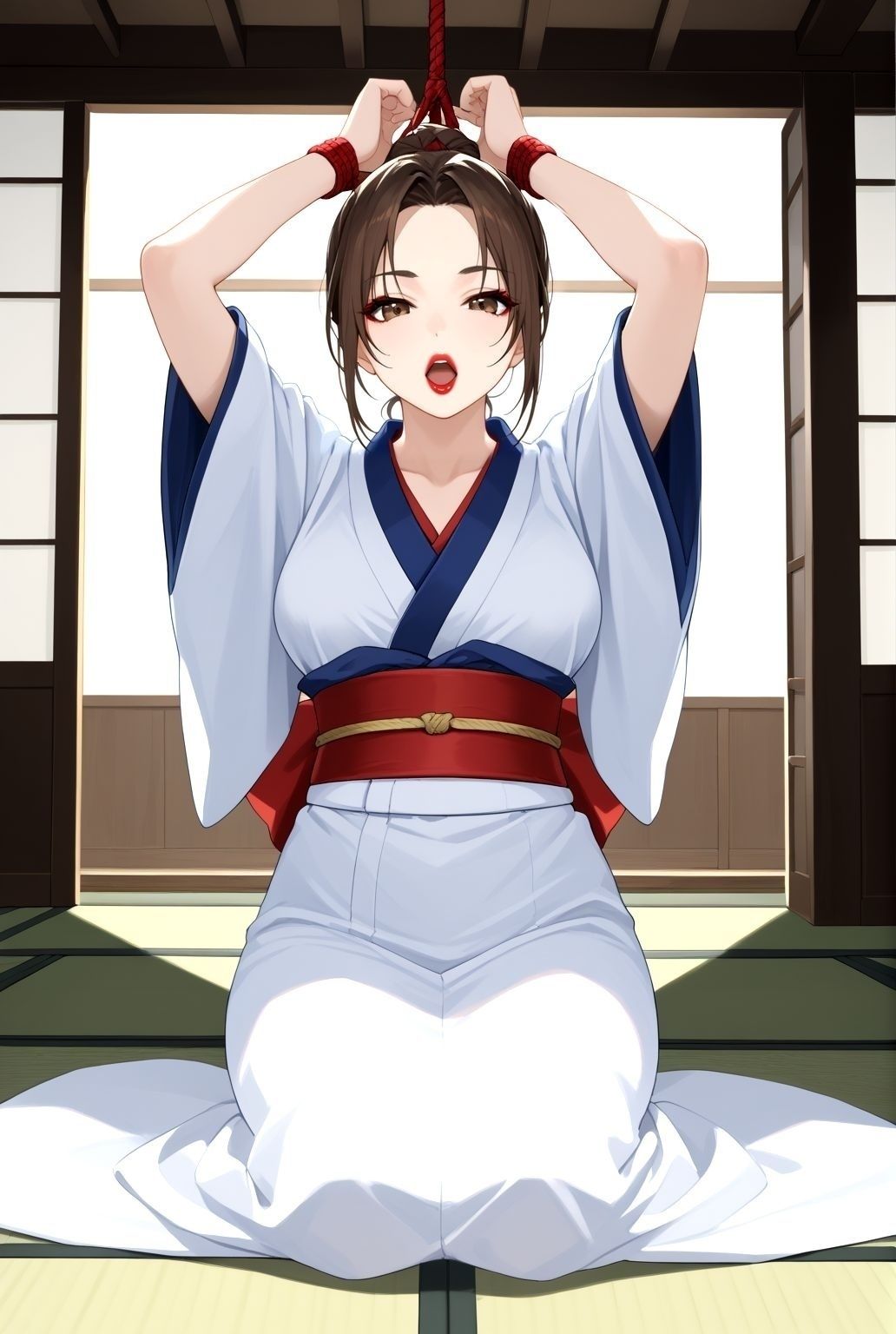 天井つるし 緊縛 巨乳美人 〜濡れた縄に囚われて〜 サンプル2ページ目