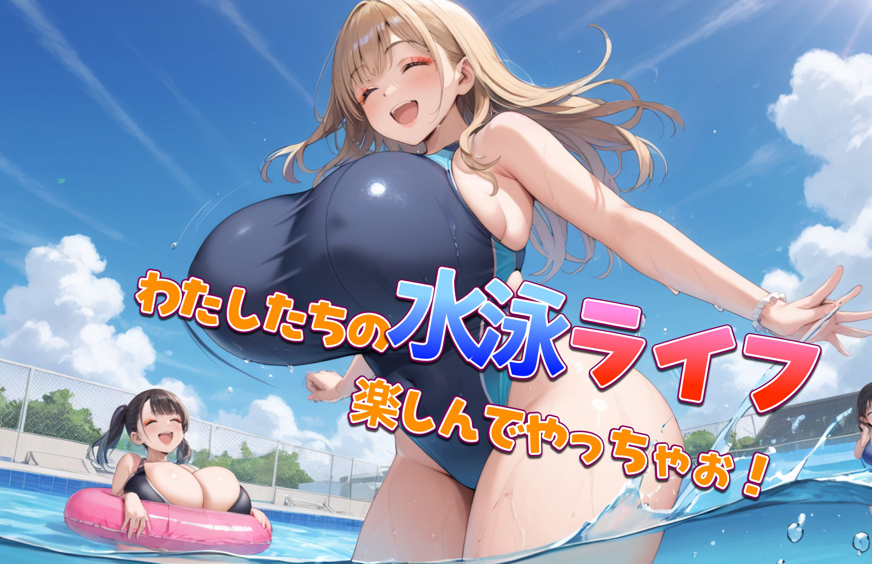 爆乳ギャル！！スク水ハーレム-水泳部に入ったらビッチたちがやりたい放題だった件 サンプル5ページ目