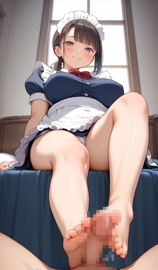 むちむちメイドの生足パンチラで足コキされるのが沼る画集 サンプル3ページ目