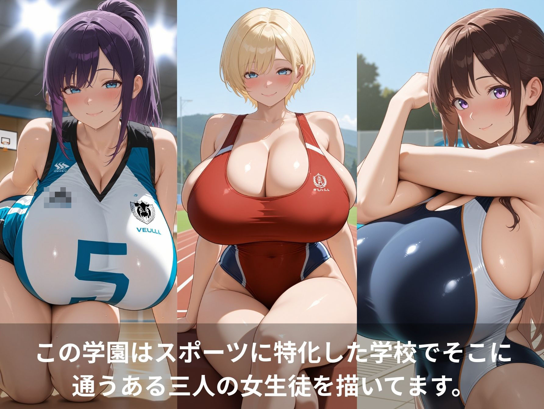 爆乳スポーツ女子のちょっとえっちな学園性活 サンプル2ページ目
