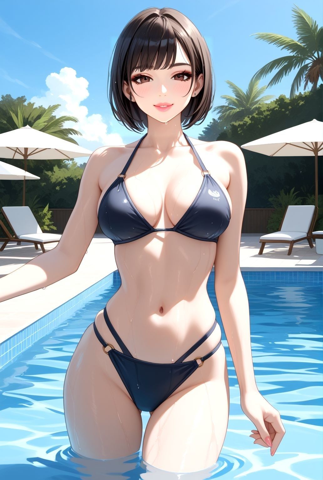 プールに濡れる巨乳モデルの誘惑 サンプル1ページ目