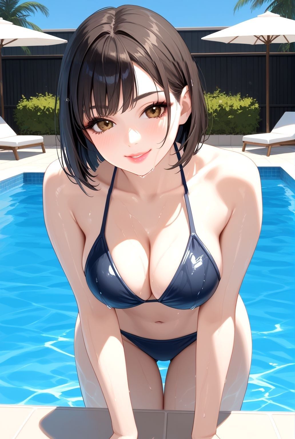 プールに濡れる巨乳モデルの誘惑 サンプル2ページ目