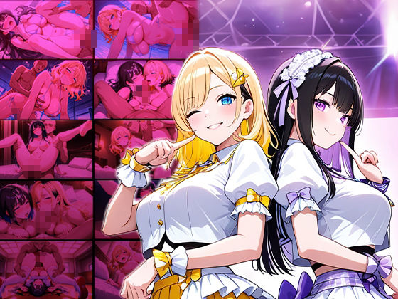 爆乳黒髪アイドルと元気系金髪アイドルがプロデューサーと濃厚種付け撮影会【4K】 サンプル1ページ目