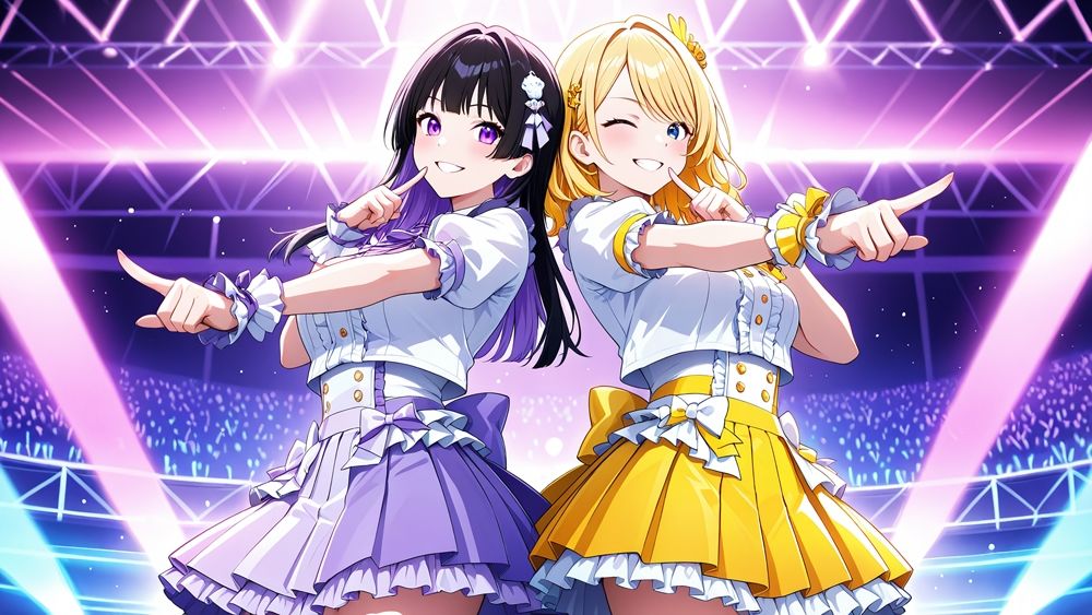 爆乳黒髪アイドルと元気系金髪アイドルがプロデューサーと濃厚種付け撮影会【4K】 サンプル2ページ目