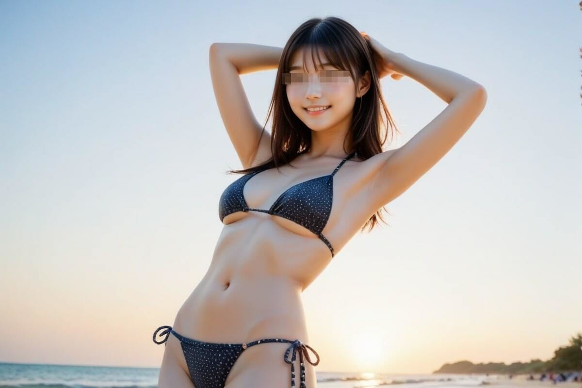 腋チラしながら微笑む女神ビキニ美女 サンプル1ページ目