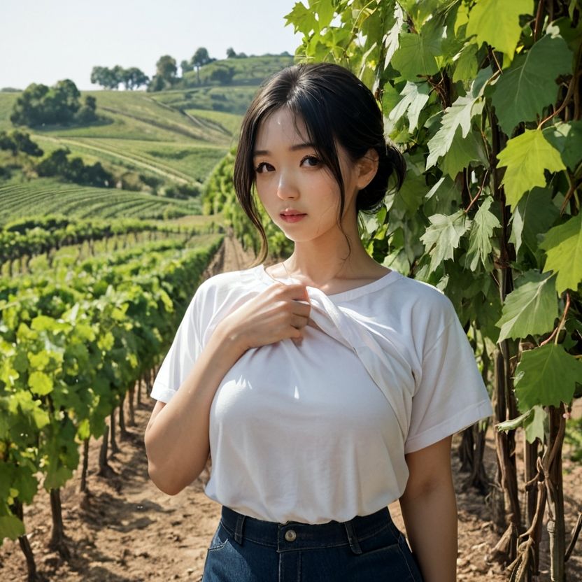 ブドウ畑でおっぱいを見せてくれるお姉さん（セリフなし  AI画像集） サンプル4ページ目
