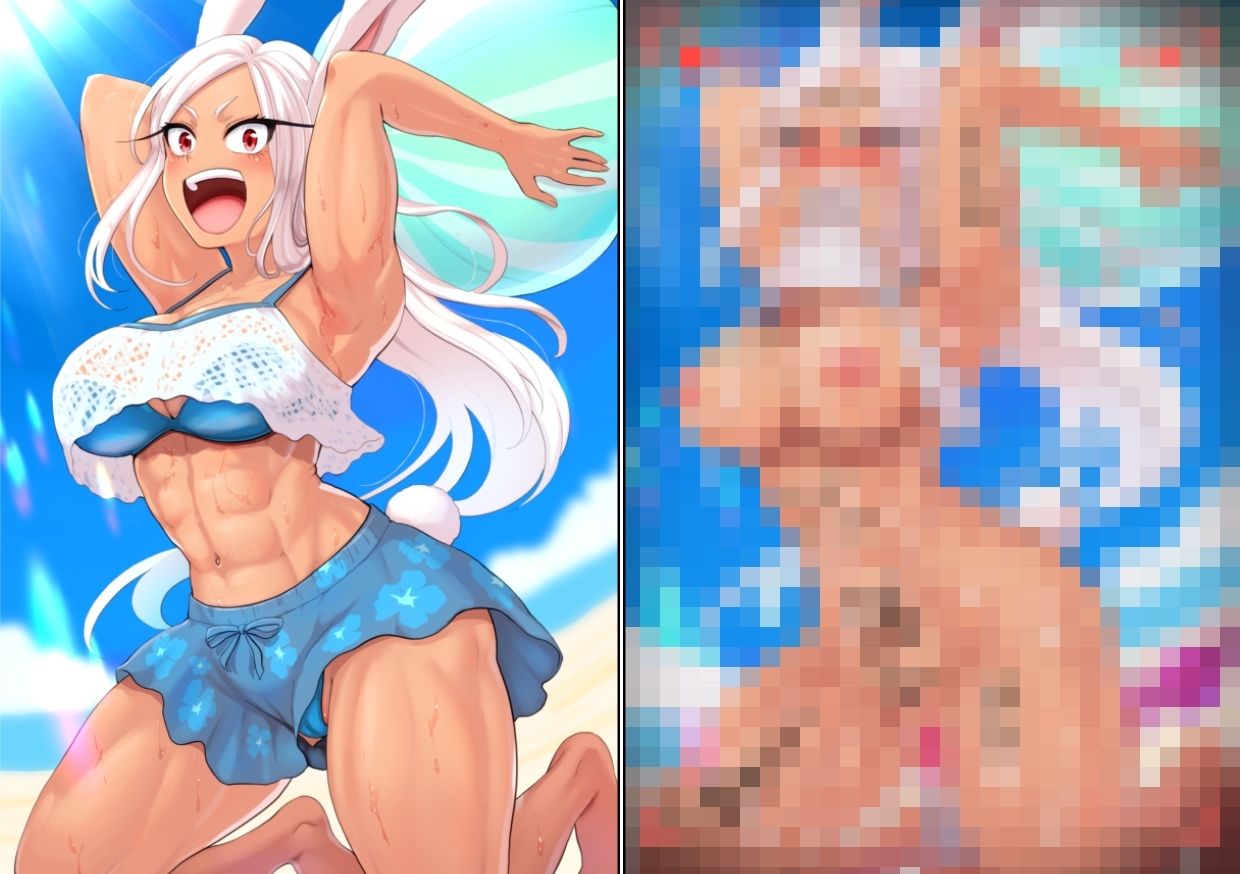 ラビットヒーローが水着でエロ顔を晒すCG集 サンプル1ページ目