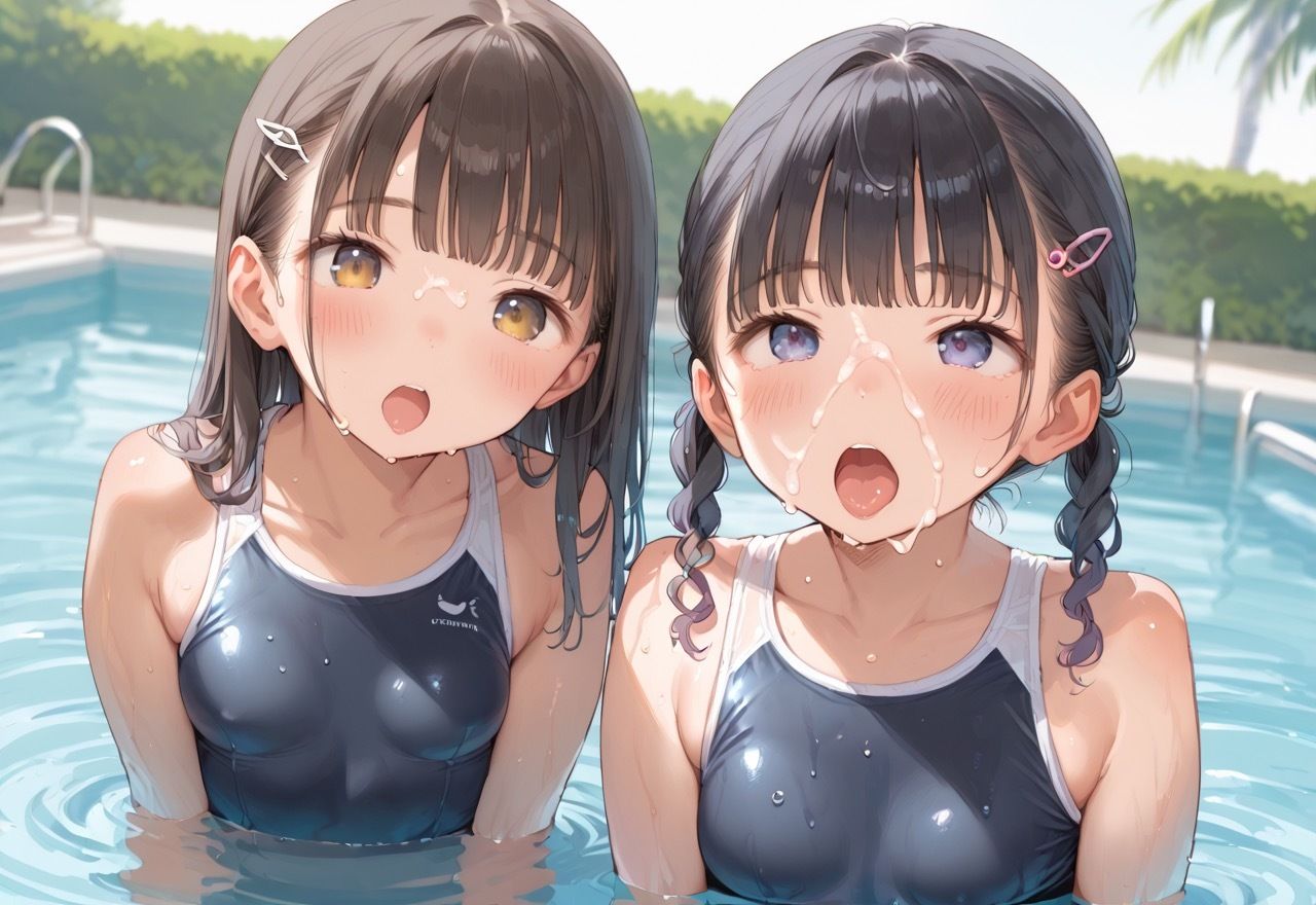 授業の後のプールサイドでつるぺた生徒にぶっかけ性指導 サンプル1ページ目