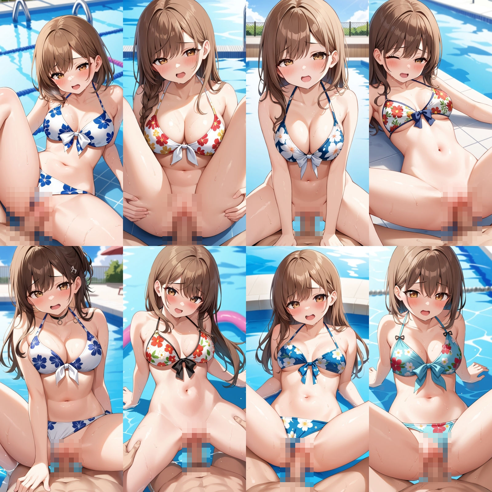 貸し切りプールで花柄ビキニエッチ【500枚】 サンプル4ページ目