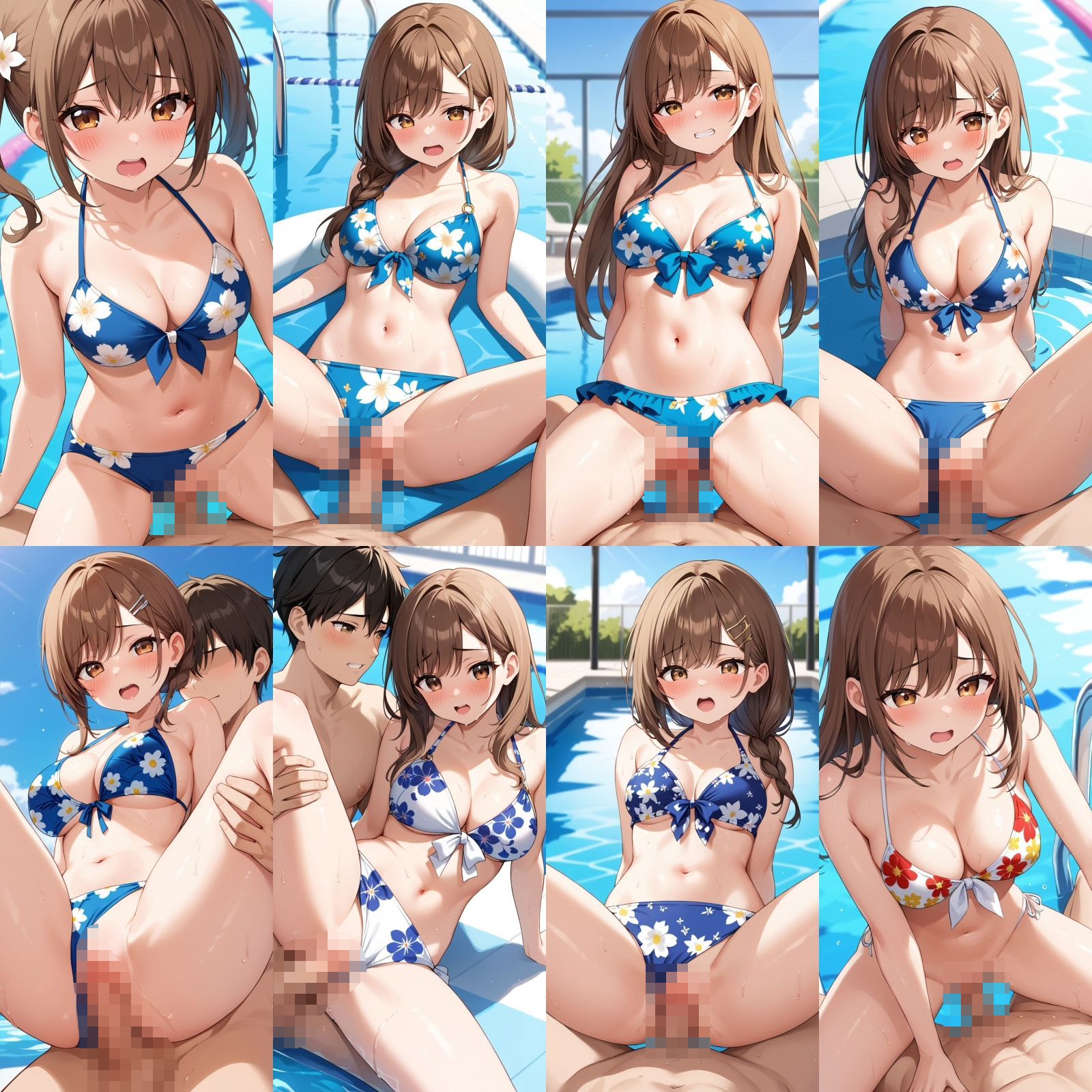 貸し切りプールで花柄ビキニエッチ【500枚】 サンプル9ページ目