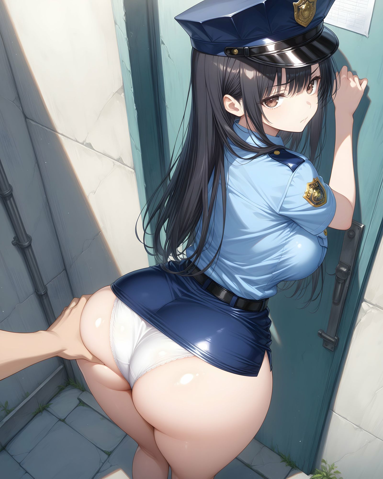 超ミニスカ警察〜パンツ丸見えの婦人警官達にセクハラしたり、ぶっかけたり、チ〇ポのお世話してもらうイラスト集〜 サンプル5ページ目