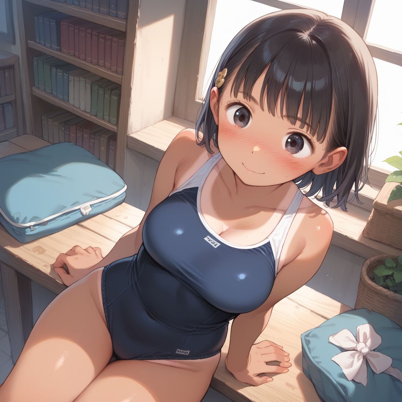 巨乳ロリの誘惑！  褐色スク水ロリ【性処理性活（はーと） 高画質500P】 サンプル1ページ目