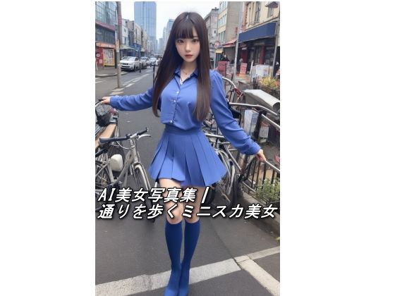 AI美女写真集┃通りを歩くミニスカ美女
