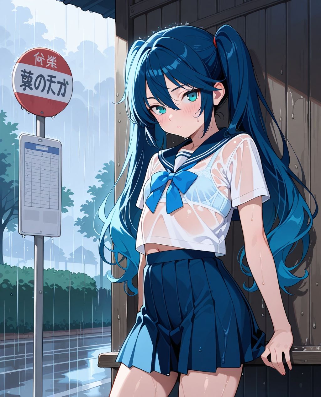 見せつけガールズ☆ 雨宿りでびしょ濡れ編 〜ツインテール彼女ver.〜 サンプル3ページ目