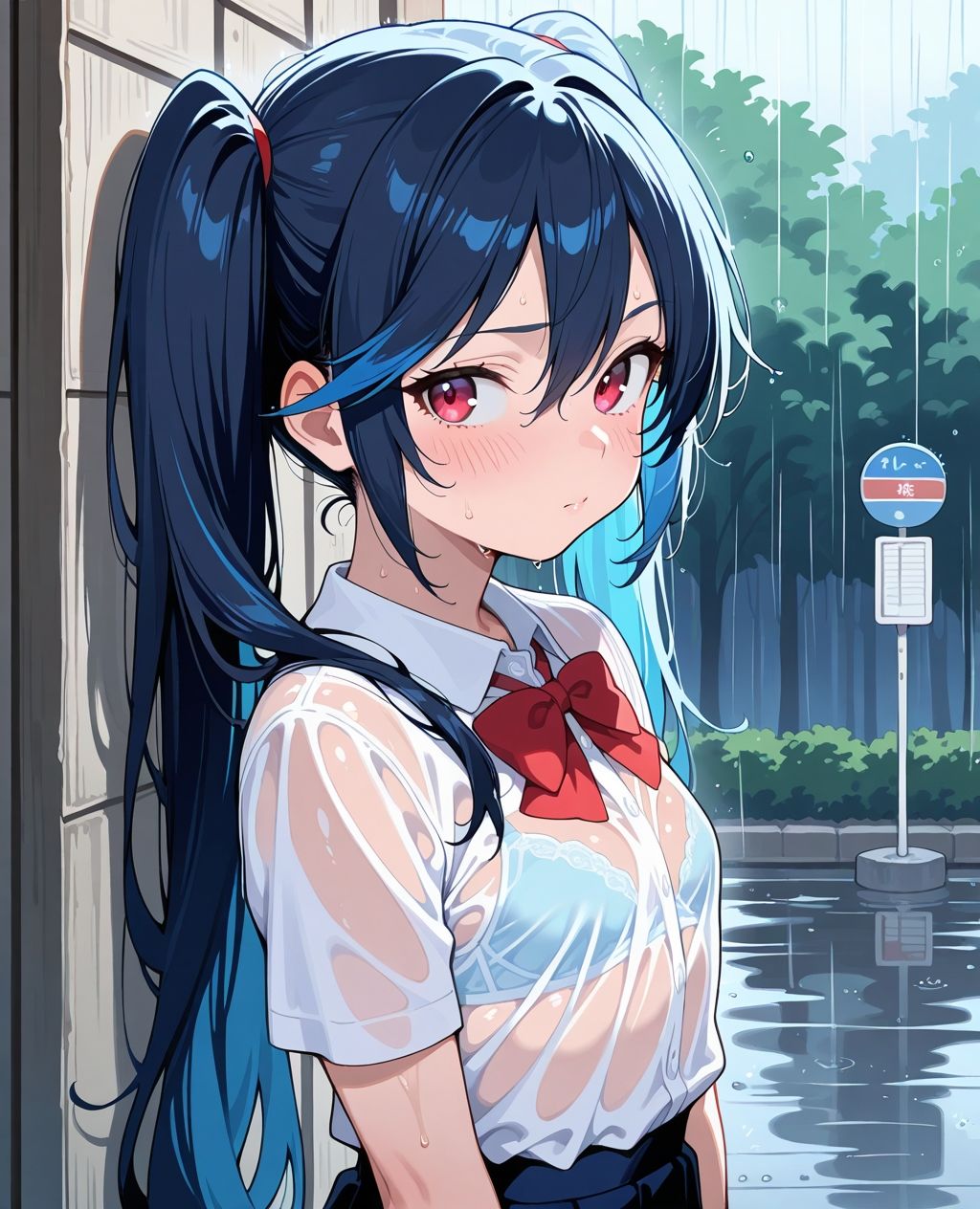見せつけガールズ☆ 雨宿りでびしょ濡れ編 〜ツインテール彼女ver.〜 サンプル7ページ目