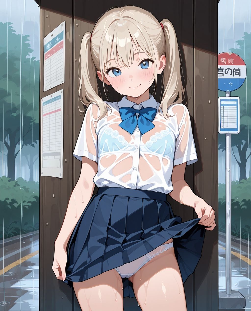 見せつけガールズ☆ 雨宿りでびしょ濡れ編 〜ツインテール彼女ver.〜 サンプル9ページ目