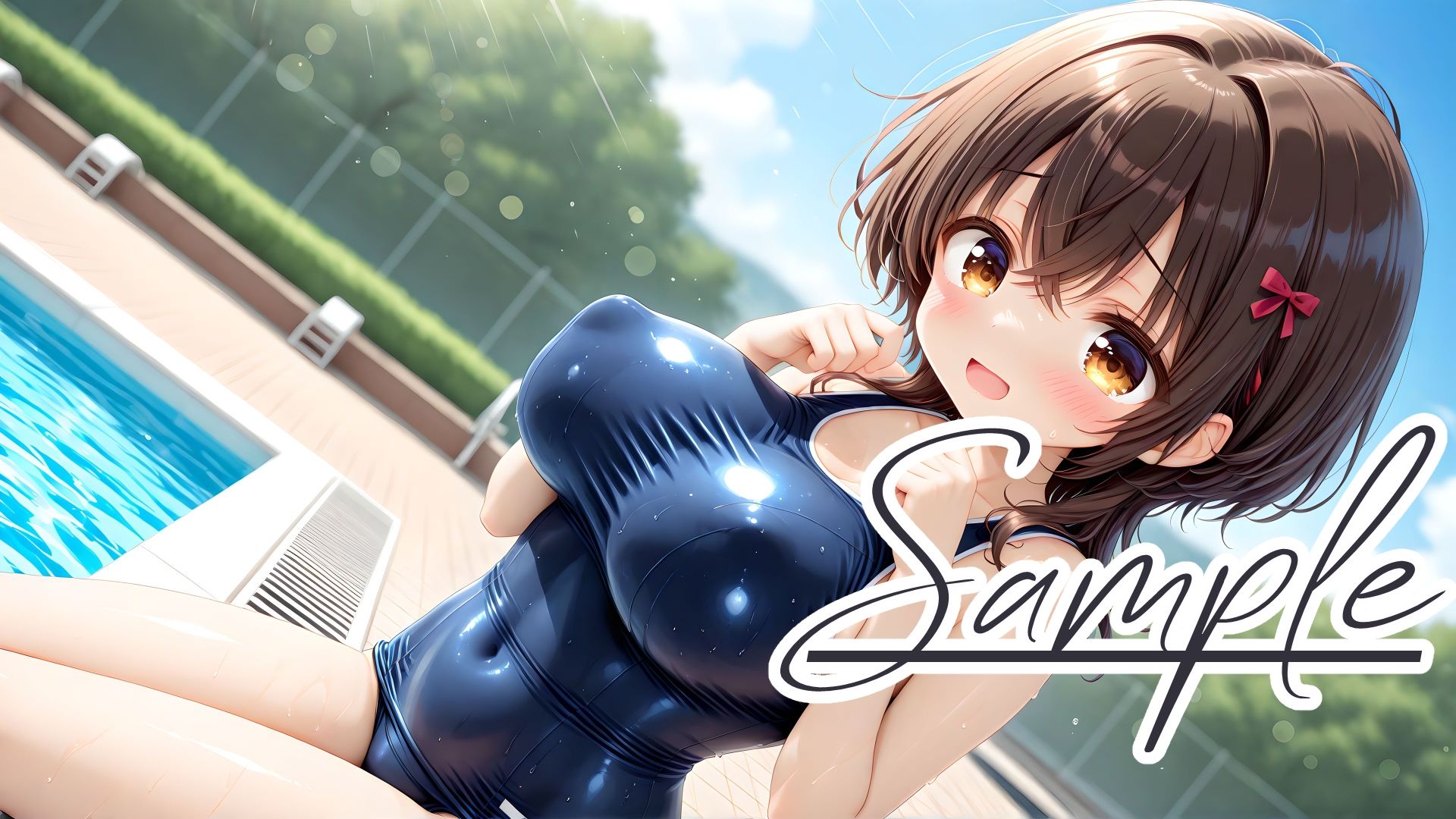 スクール水着の彼女と白濁まみれのプールえっち CGコレクション サンプル1ページ目