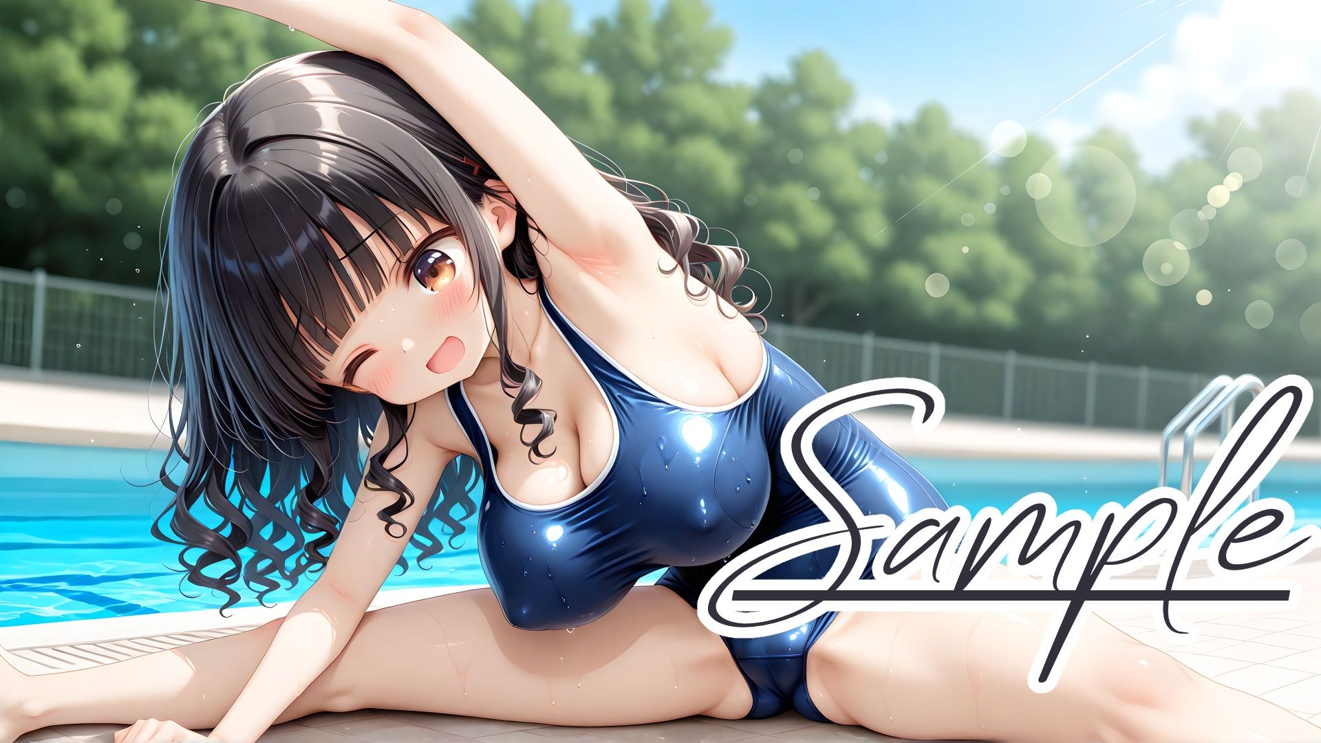 スクール水着の彼女と白濁まみれのプールえっち CGコレクション サンプル2ページ目